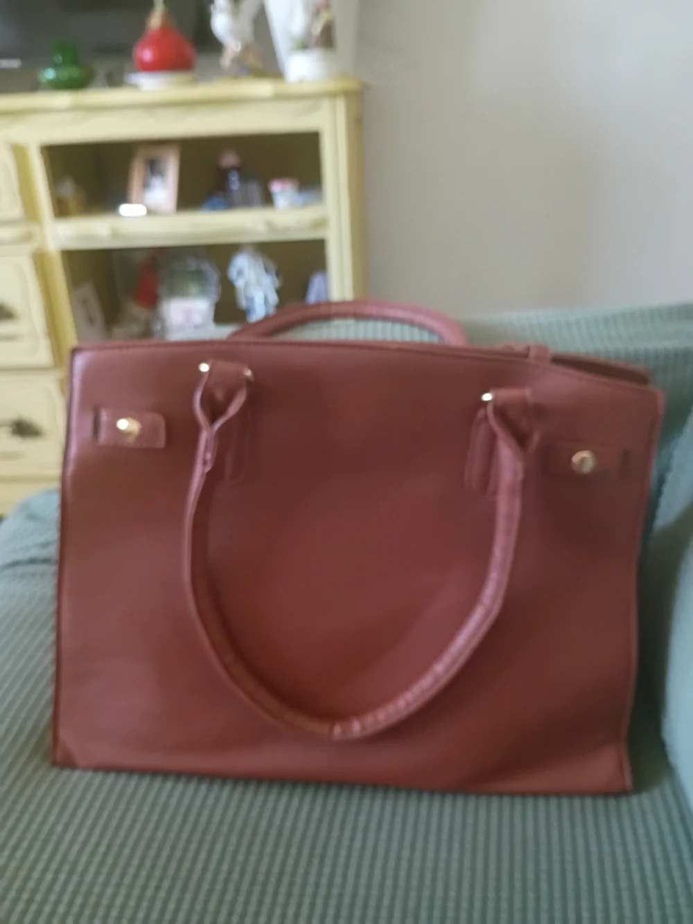 BCBG Mauve Brown Tote Bag with Gold Hardware